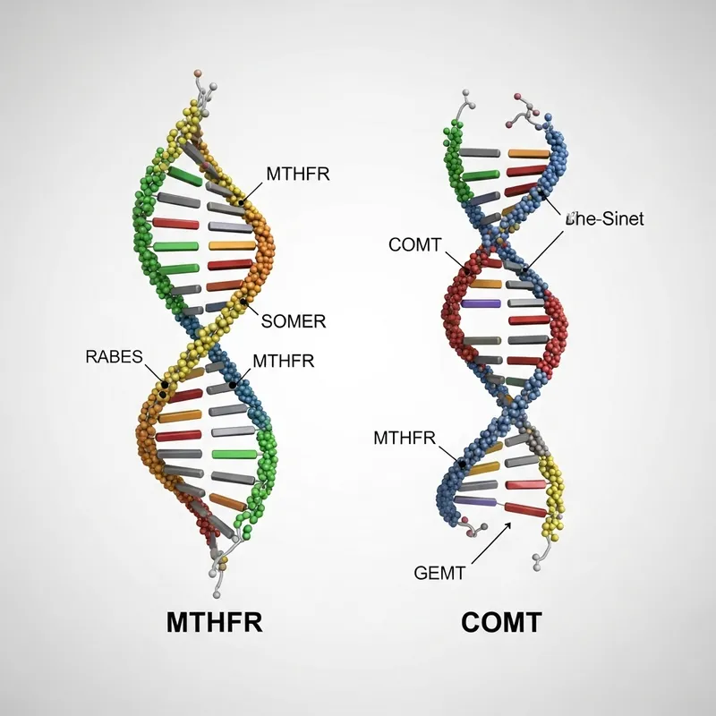 MTHFR and COMT Genes: Scientific Illustration