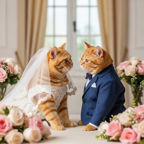 Adorable Ginger British Shorthair Cats Wedding | Beautiful Room Decor