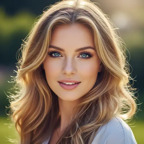 Beautiful Woman with Blonde Hair and Blue Eyes