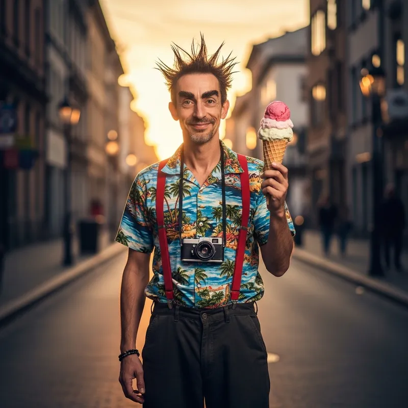 Unusual Appearance: Peculiar Man at Sunset