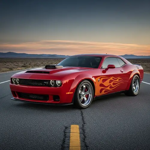 Fiery Red Hellcat Muscle Car: High-Performance Design