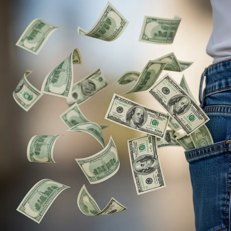 Incredible Visual: Dollar Bills Flying Out of Pocket Incredible Visual: Dollar Bills Flying Out of Pocket