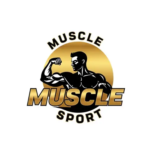 Muscle Sport Gym Logo Design | Gold & Black