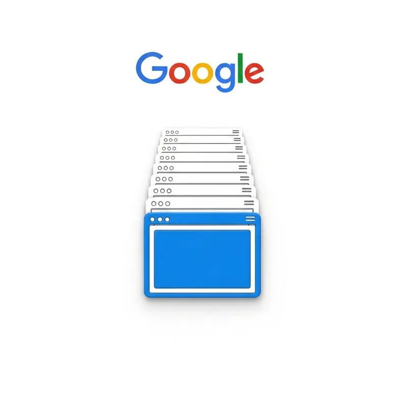 Vibrant Blue Google Logo & Stacked Web Page Icons