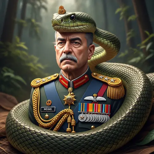 Intriguing Snake with South Asian Military General Features