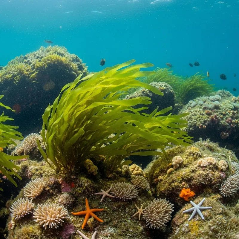 Lechuga del Mar: Verdant Underwater Landscape with Marine Algae Lechuga del Mar: Verdant Underwater Landscape with Marine Algae
