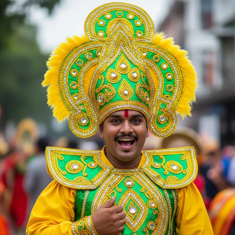 Captivating Bacao Festival Costume in Yellow and Green