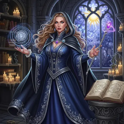 French Sorceress with Long Golden Hair - Mythical Beauty