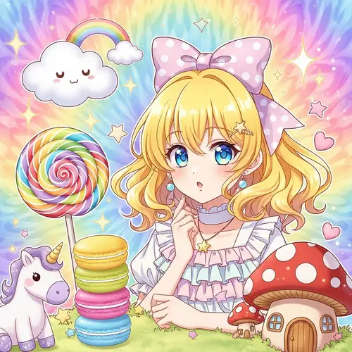 Adorable Anime Girl with Dazzling Yellow Hair