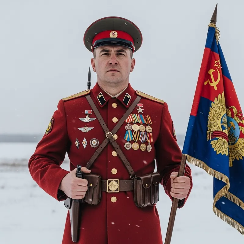 Soviet Soldier - Bold and Patriotic Slavic Warrior