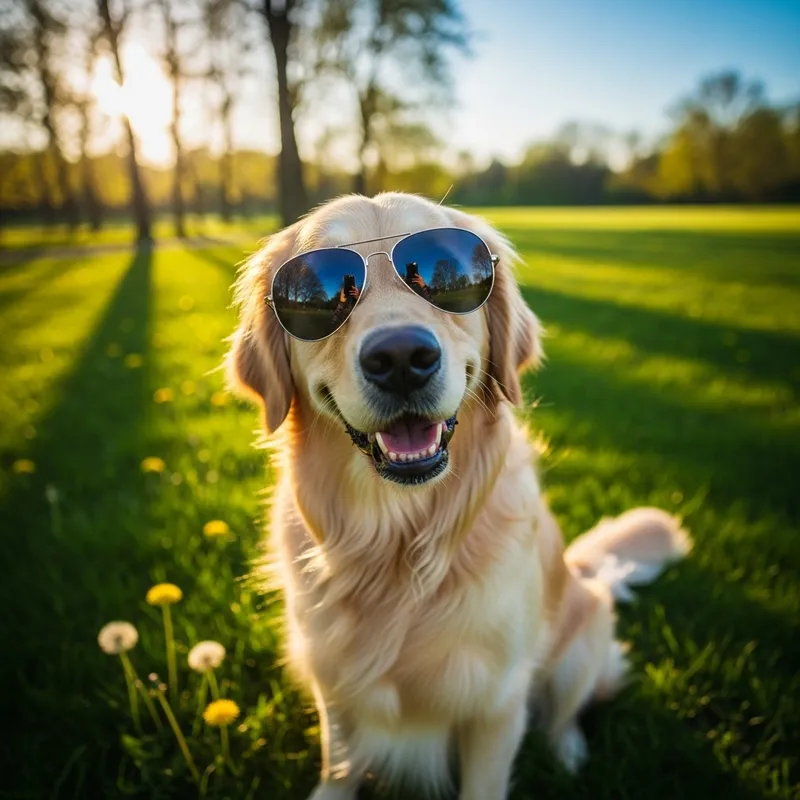 Stylish Dog in Glasses on Sunny Day