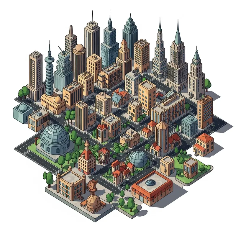 Abstract Cityscape: A Whimsical Urban Mosaic Abstract Cityscape: A Whimsical Urban Mosaic