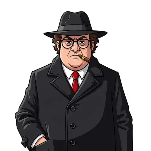 Mafia Boss Character with Oval Face, Glasses, and Cigar
