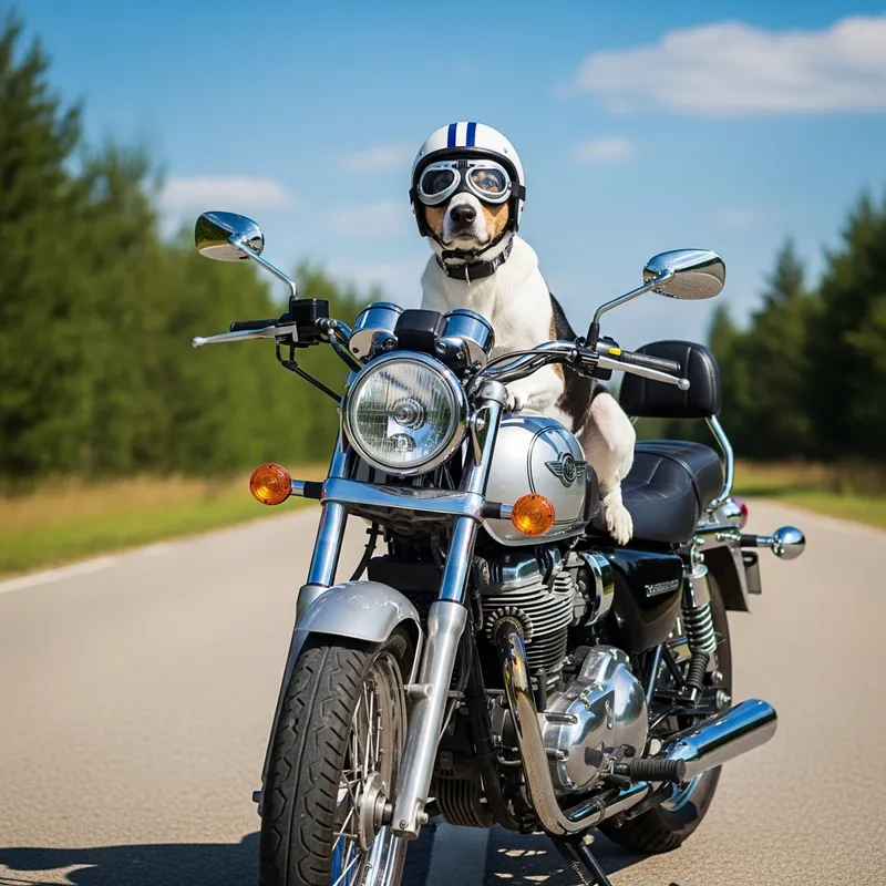 Adorable Dog Riding Motorcycle in Helmet | Cute Pet Adventure