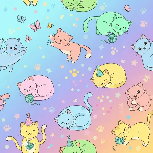 Playful Kids Cat Pattern for Fun Projects