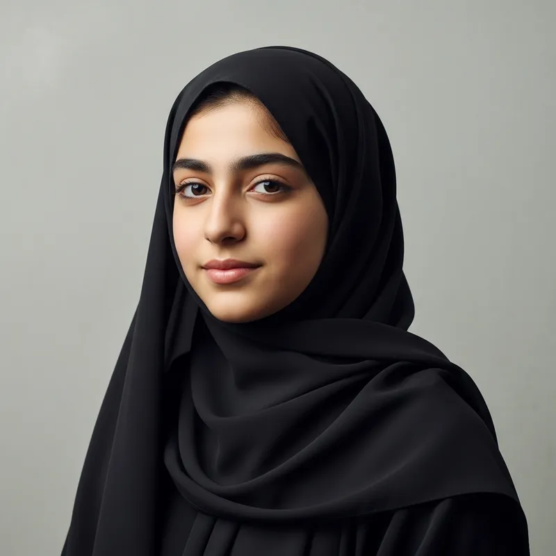 Middle-Eastern Girl in Black Hijab | Calm & Composed