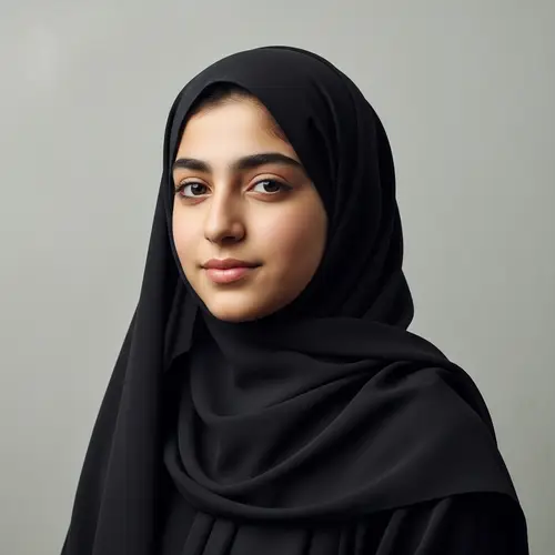 Black Hijab-Wearing Middle-Eastern Girl | Calm & Composed