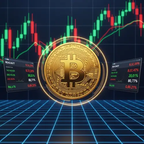 Gold Bitcoin Coin Spinning on Digital Stock Market Graph