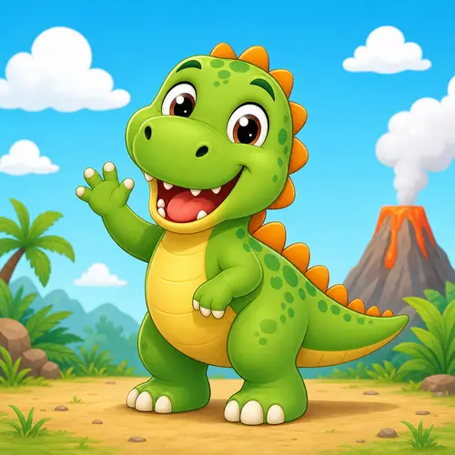 Cute Cartoon Dinosaur Character for Kids