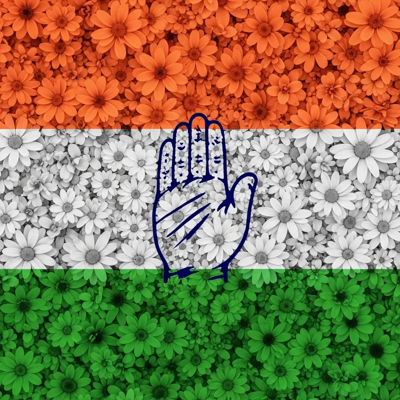Congress Party Flag in Floral Design Congress Party Flag in Floral Design