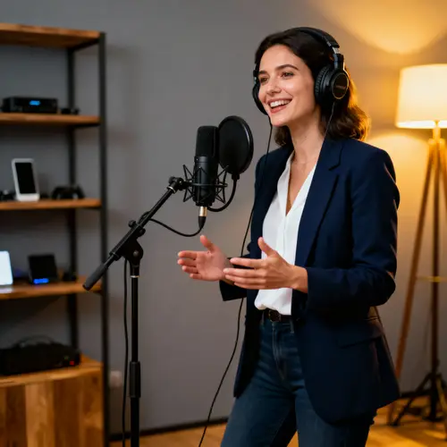 Engaging Podcast Host in Modern Studio