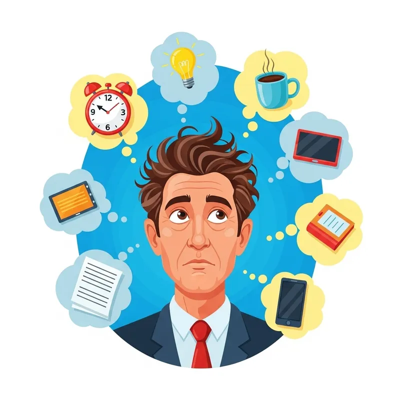 Scatterbrained Hispanic Male Concept Illustration