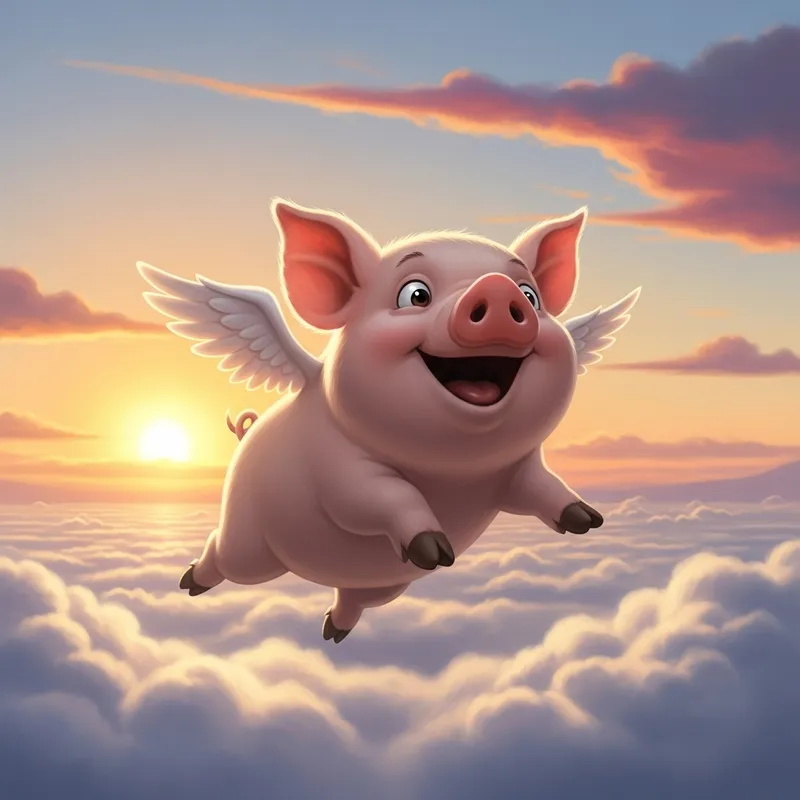 Playful Flying Piglet Enjoying a Stroll in the Sky Playful Flying Piglet Enjoying a Stroll in the Sky