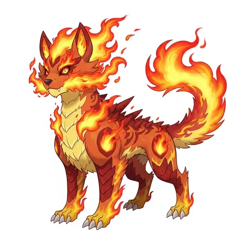 Fiery Canine-inspired Fire Type Pokemon