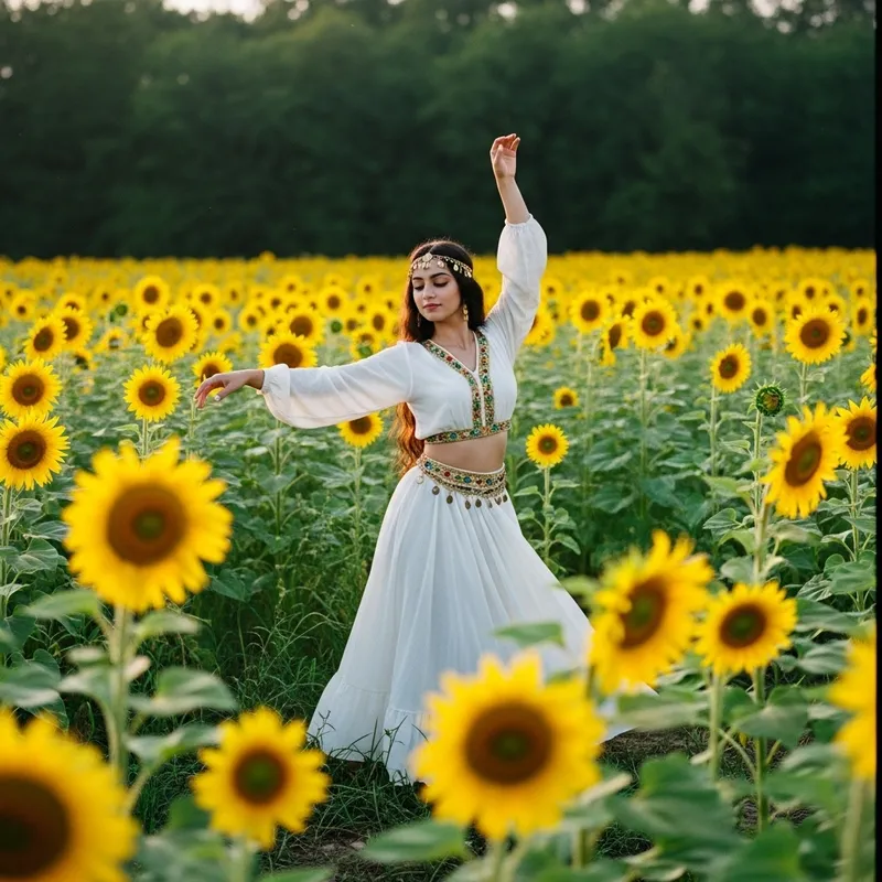 Graceful Dance in a Sunflower Field