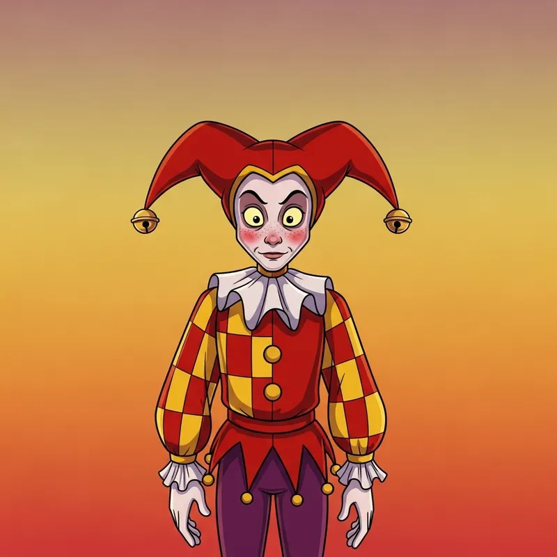 Menacing Jester Cartoon Staring Intently