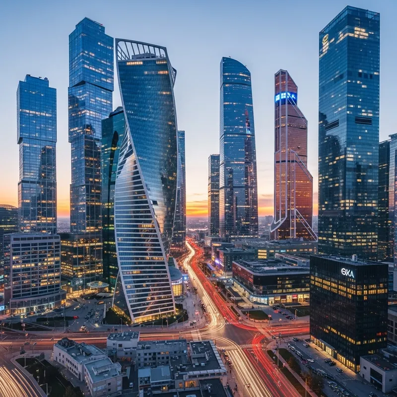 Abstract Modern Cityscape with Towering Skyscrapers