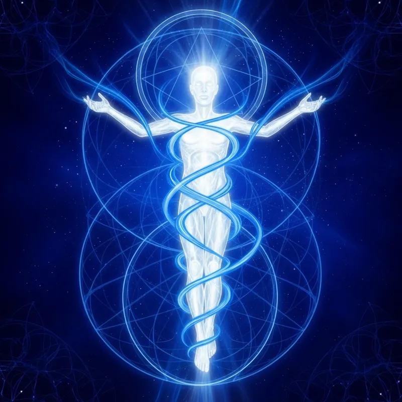 Ethereal Love: Glowing White Aura & Vibrant Blue Energy