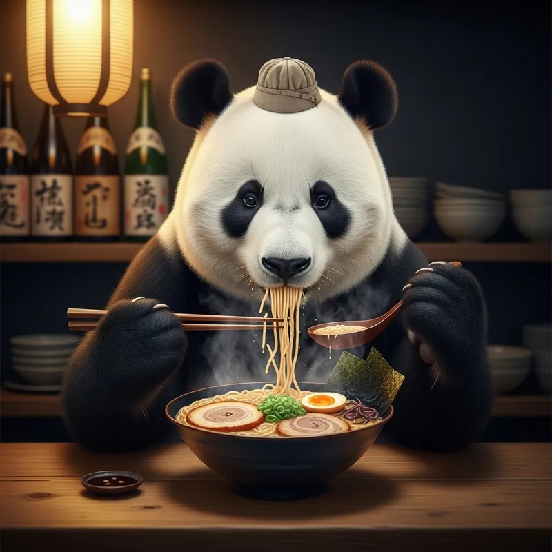 Panda Eating Ramen - Cute Animal Moments