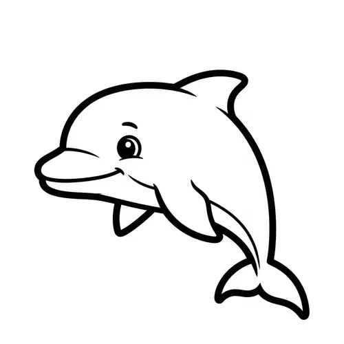 Cute Dolphin Coloring Page for 1-Year-Olds
