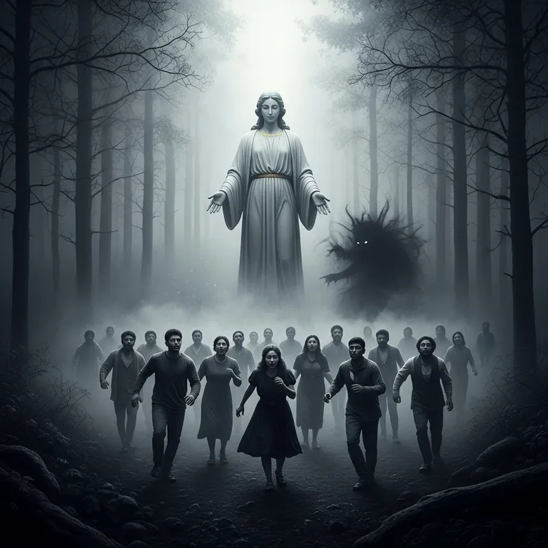 Divine vs Dark: A Haunting B&W Encounter Divine vs Dark: A Haunting B&W Encounter