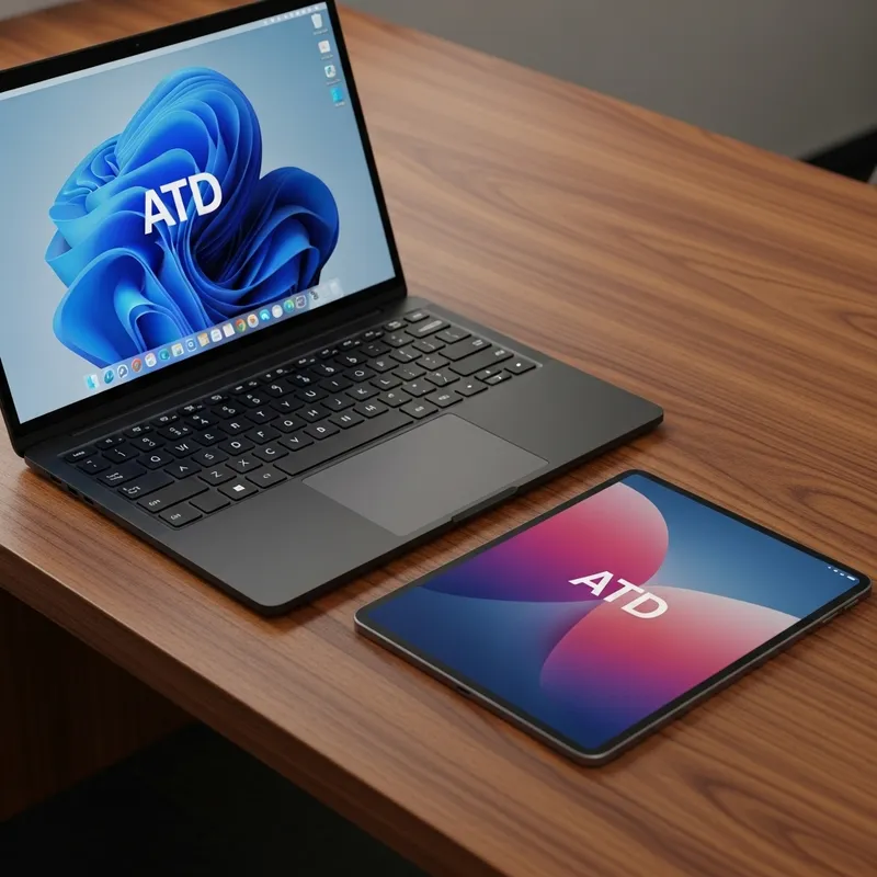 Stylish ATD Laptop and Tablet on Desk