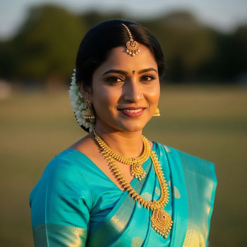 Beautiful South Asian Woman in Elegant Sari