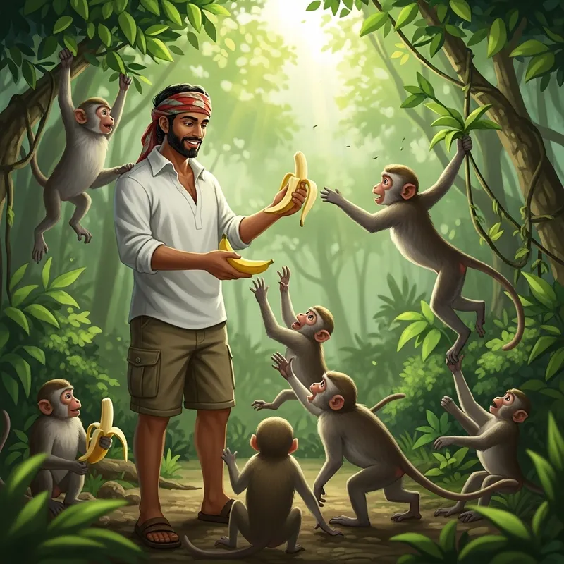 A Man with Monkeys: A Jungle Adventure Experience