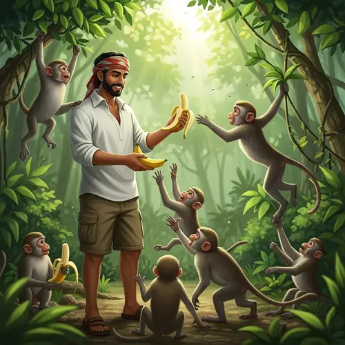 A Man with Monkeys: A Jungle Adventure Experience