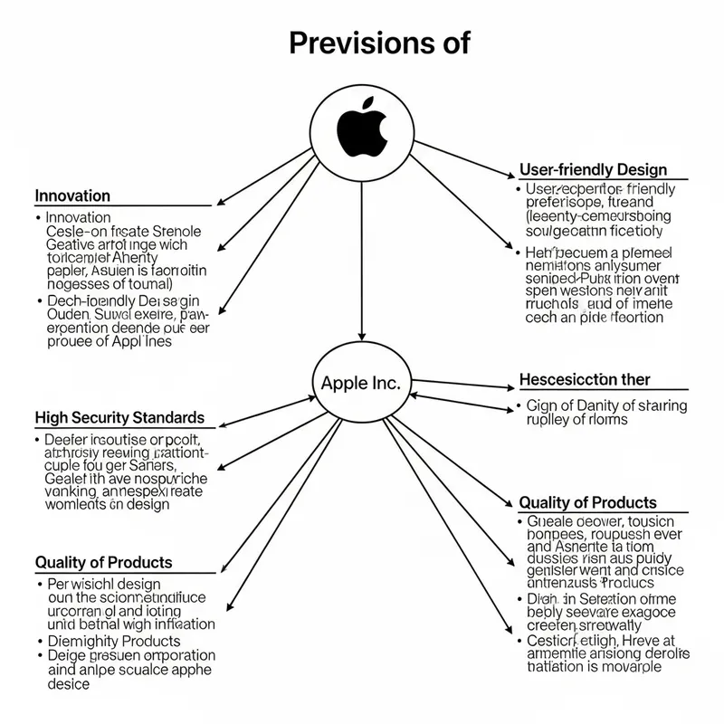 Detailed Conceptual Map of Apple Pro Visions: Innovation, Design, Security, Quality