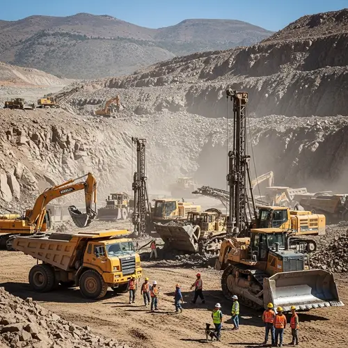 Bustling Daytime Mining Site with Diverse Workers