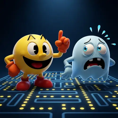 Intimidating Pacman vs Scared Ghost | Classic Video Game Scene