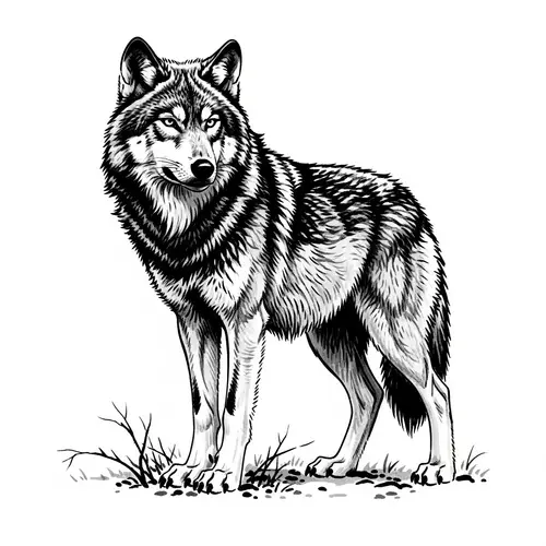 Dynamic Fierce Wolf: Traditional Japanese Ink Painting