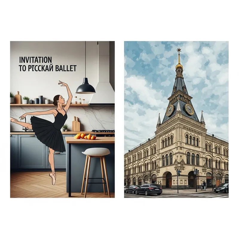 Ballet Invitation Ticket | Ballerina Pose, Gostiny Dvor Facades