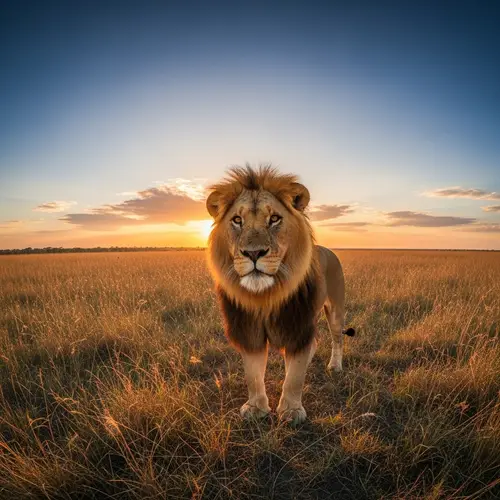 Regal Lion in African Savannah: Wildlife Majesty