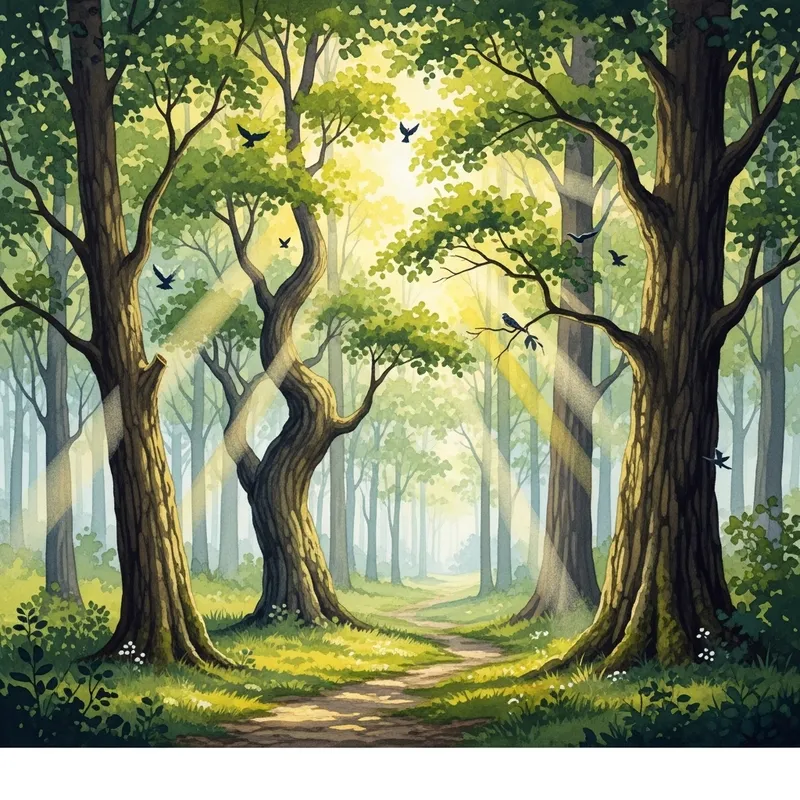 Tranquil Forest Watercolor Painting