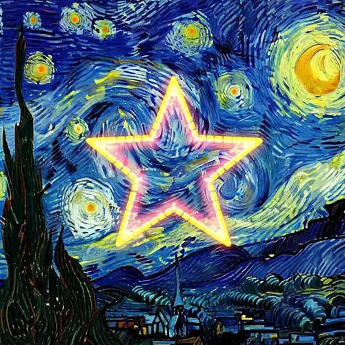 Vibrant EDM Star in a Starry Night Sky