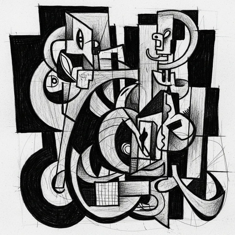 Mysterious Black and White Art in Oksana Viktorova Style