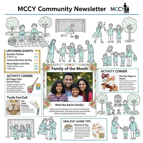 Colorful Family Newsletter for MCCY Community Organization