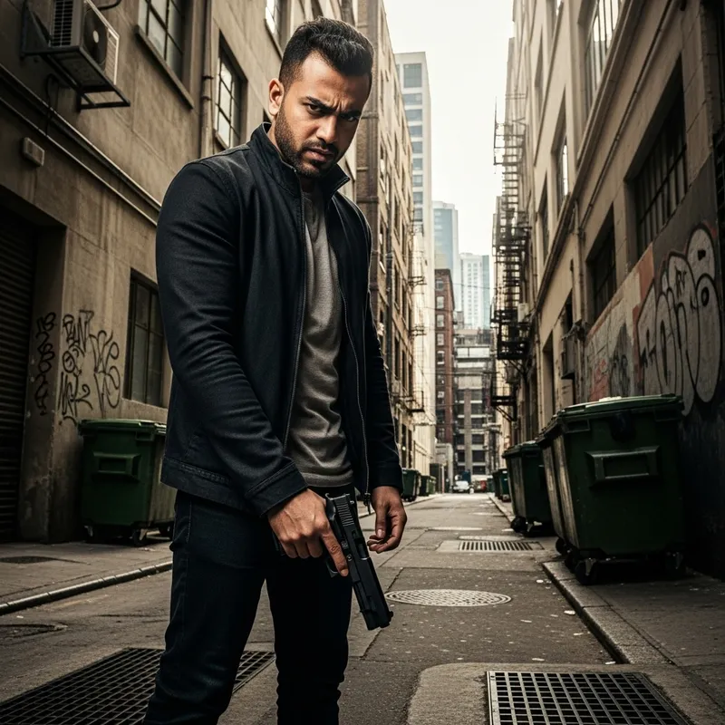 Mysterious Gunman - Urban Action Scene Mysterious Gunman - Urban Action Scene